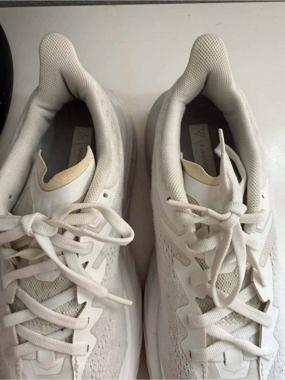 Hoka speedgoat 5 Women size 7 White Athletic Running Shoes with Gum Outsole